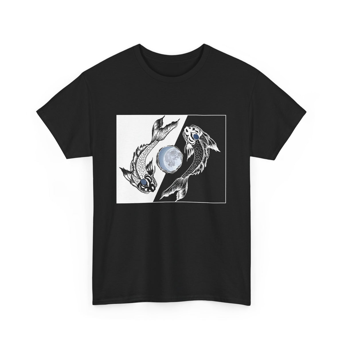 Koi Fish T Shirt - Ying and Yang - Black