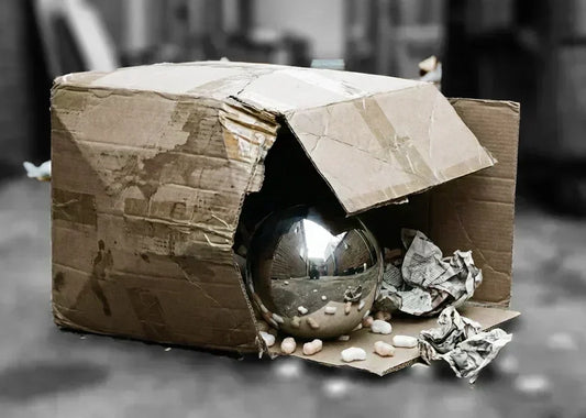 Broken box with shiny spherical object inside symbolizing ADHD challenges.