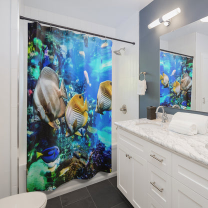 Tropical Reef Shower Curtain — Vibrant Tropical Fish Ocean Bathroom Decor