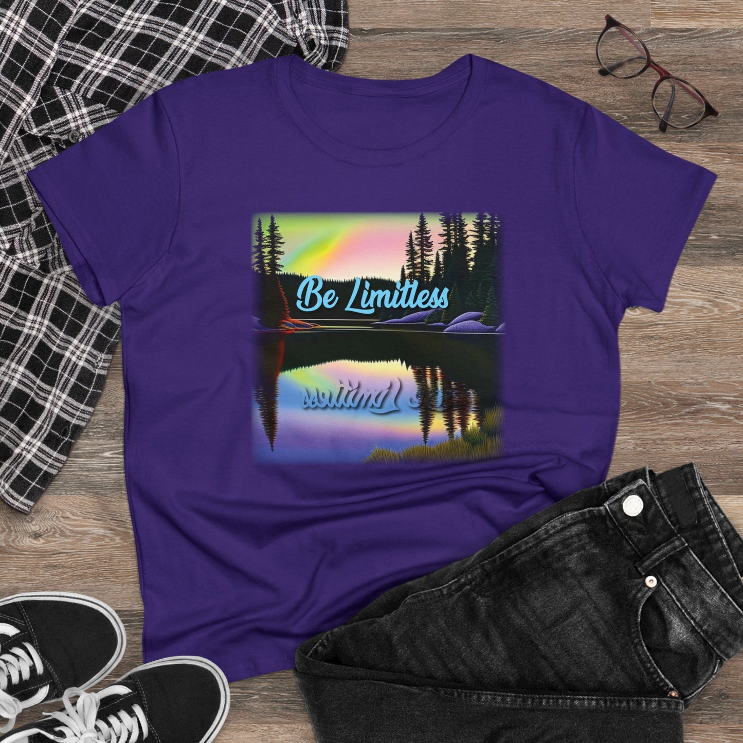 Women's Positive Reflections T-shirt - Inspirational T shirt - Midweight Cotton Tee - WaterDragon Apparel