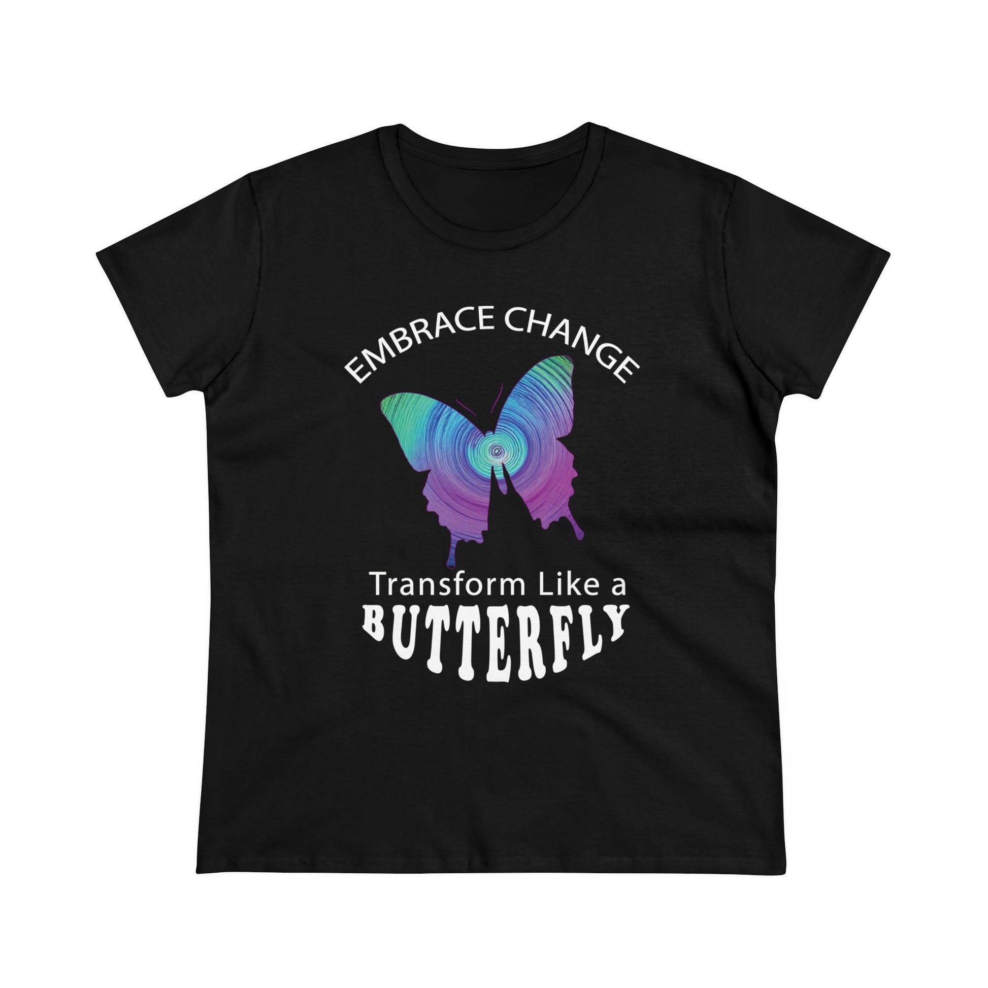 Women's Wellness T-shirt- Embrace Change - Transform Like a Butterfly - Women's Midweight Cotton Tee - WaterDragon Apparel
