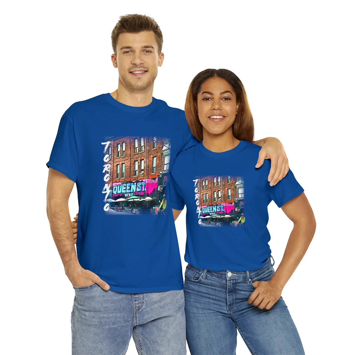 Urban-Themed Toronto Queen Street West T-Shirt - Unisex Crew Style - WaterDragon Apparel