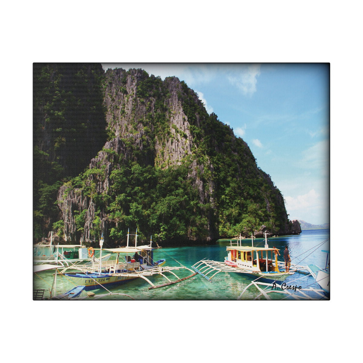 Travel Photography - Outrigger Boats - Coron, Palawan, Philippines - Stretched Canvas - WaterDragon Apparel