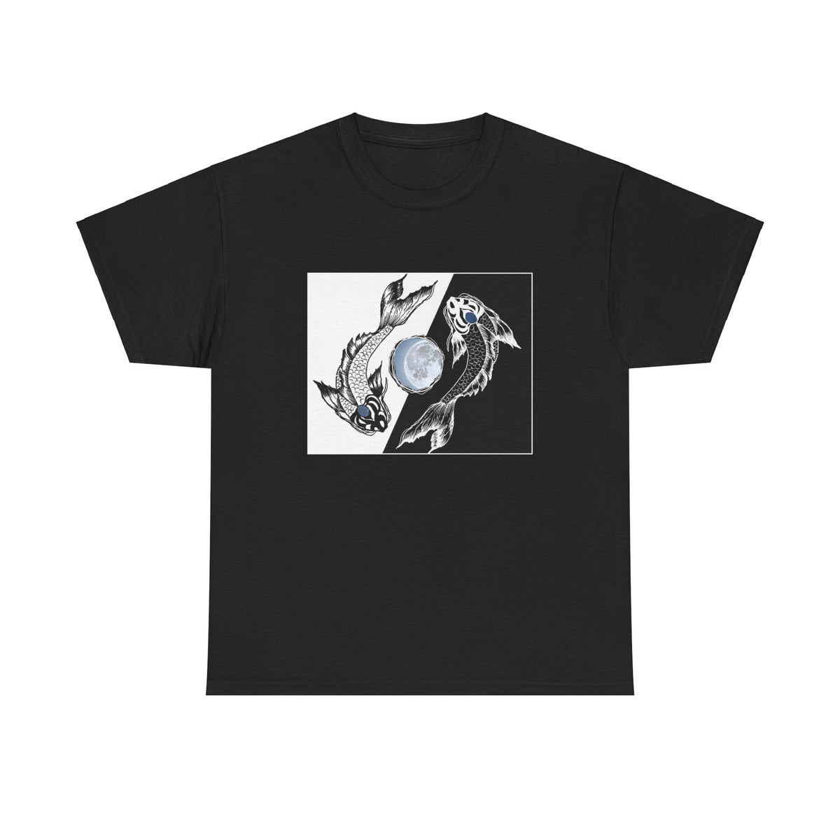 Hand Painted Koi Fish Shirts - Ying and Yang - Black