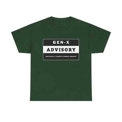 Unisex Gen-X T-shirt - "GEN-X ADVISORY. EMOTIONALLY SCARRING COMMENT IMMINENT" - WaterDragon Apparel