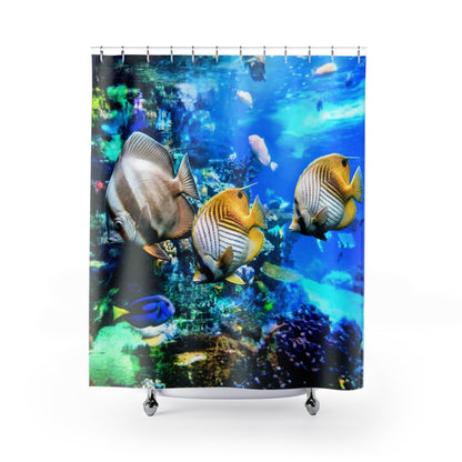 Tropical Reef Shower Curtain — Vibrant Tropical Fish Ocean Bathroom Decor