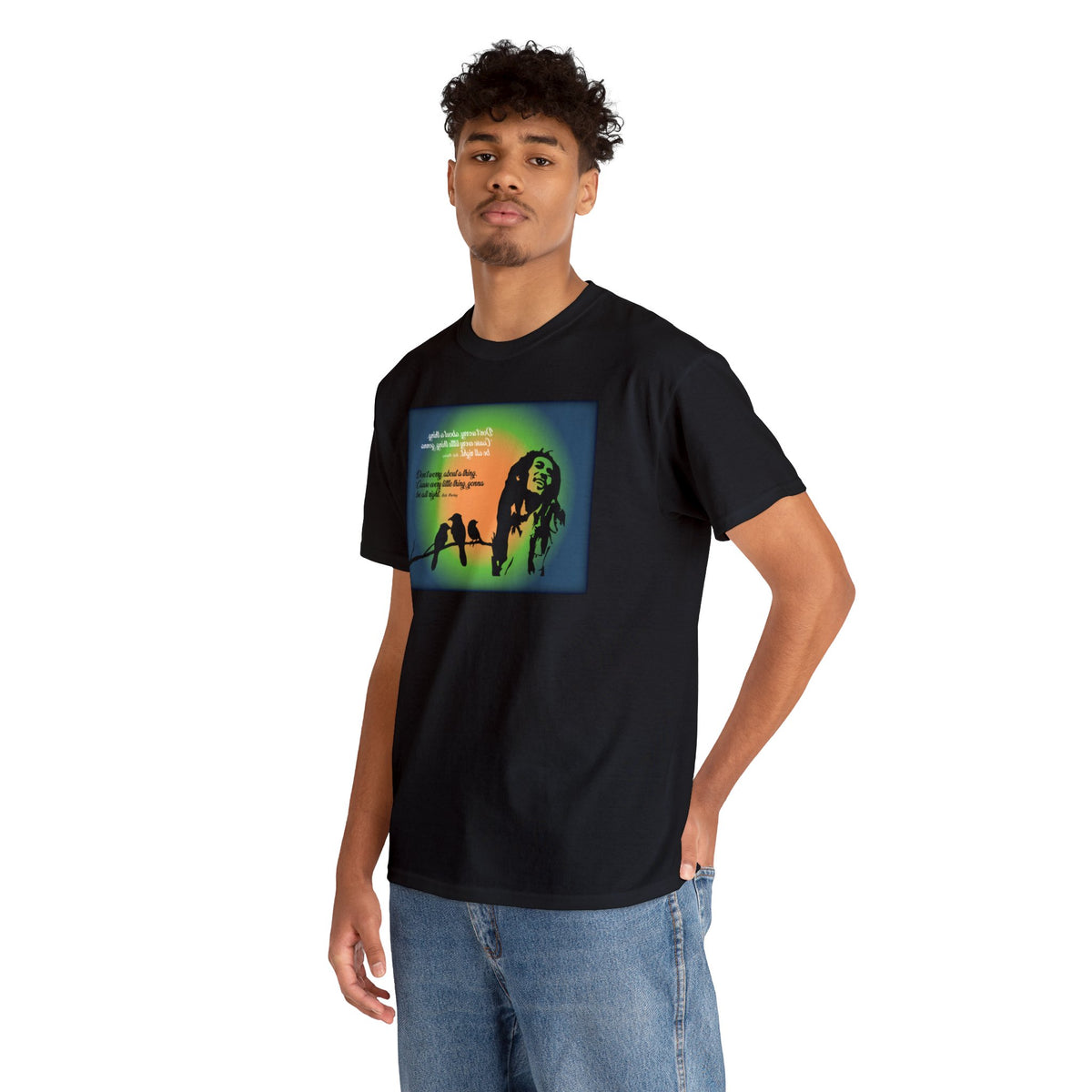 Inspirational T Shirt - Bob Marley Three Little Birds Shirt - Don't Worry About a Thing - WaterDragon Apparel