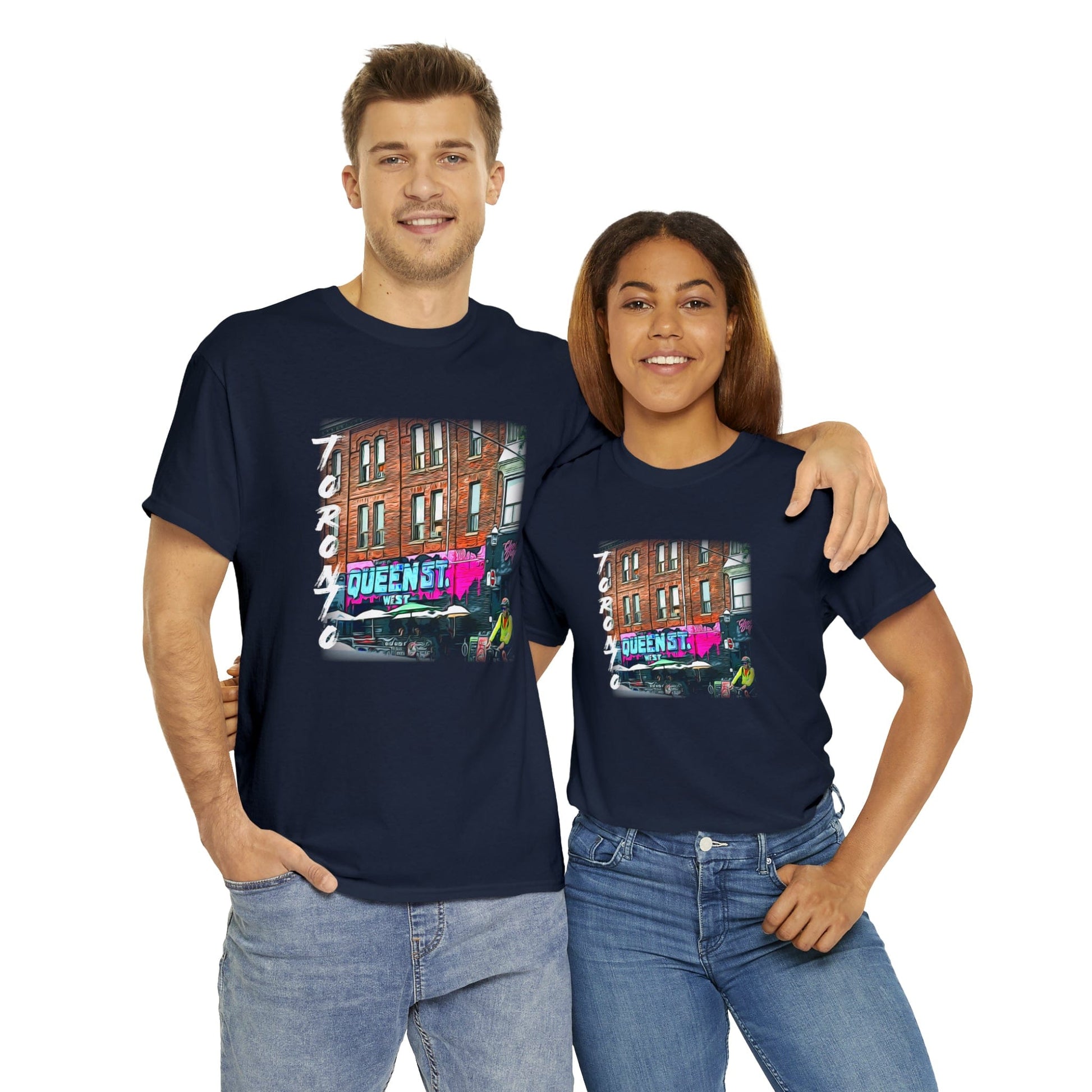 Urban-Themed Toronto Queen Street West T-Shirt - Unisex Crew Style - WaterDragon Apparel