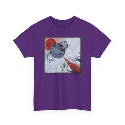 Abstract Space Art T-Shirt ” Red & Blue Planetary Design