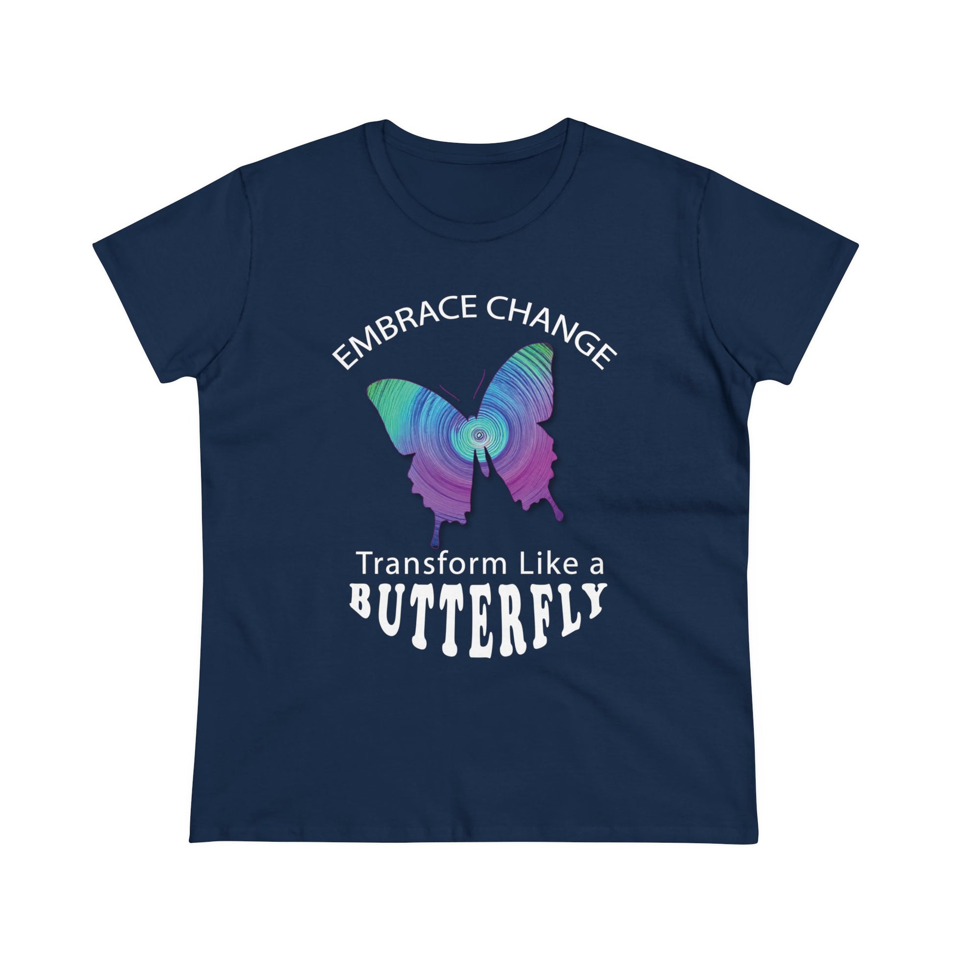 Women's Wellness T-shirt- Embrace Change - Transform Like a Butterfly - Women's Midweight Cotton Tee - WaterDragon Apparel