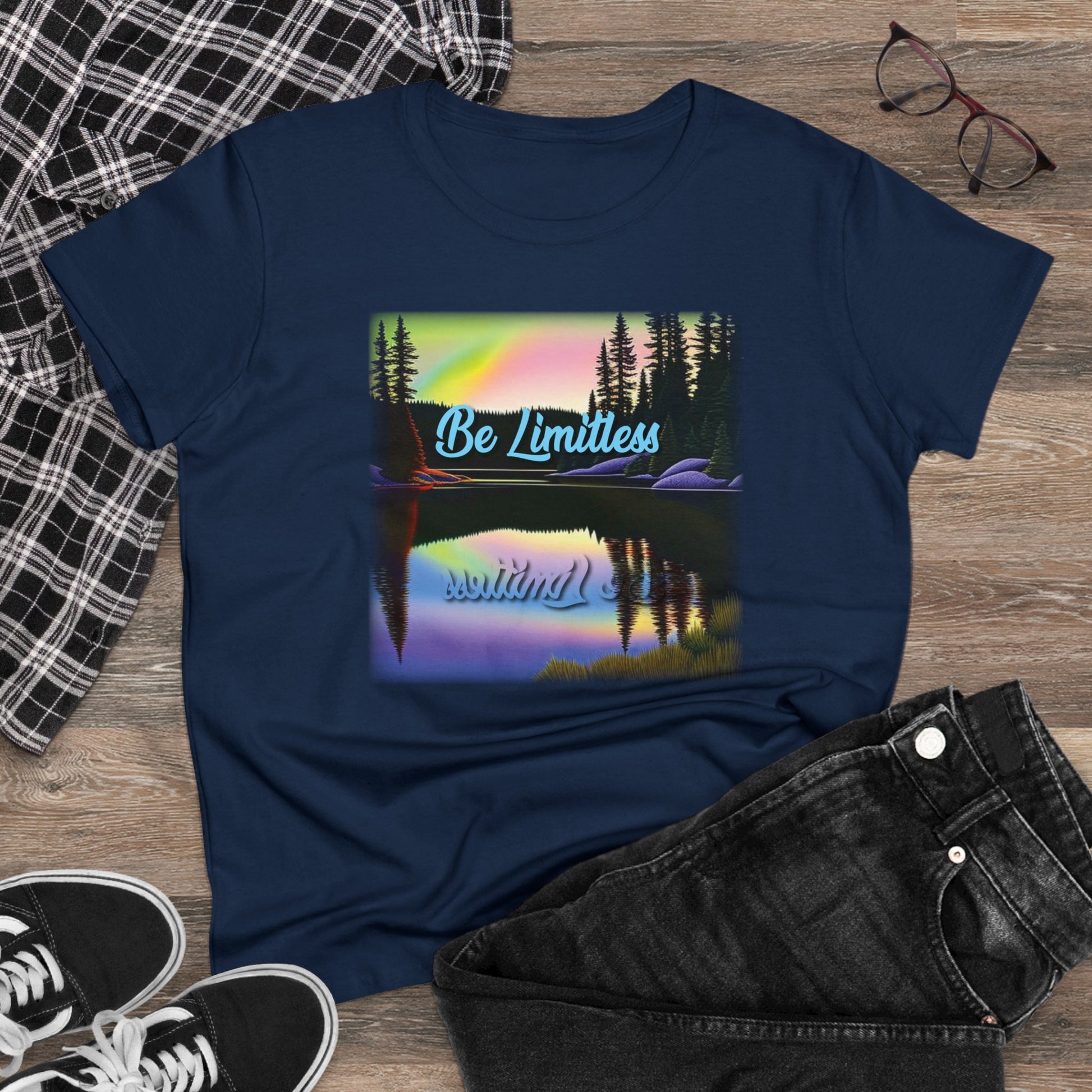Women's Positive Reflections T-shirt - Inspirational T shirt - Midweight Cotton Tee - WaterDragon Apparel