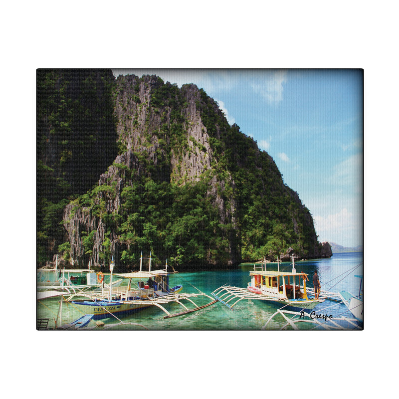 Travel Photography - Outrigger Boats - Coron, Palawan, Philippines - Stretched Canvas - WaterDragon Apparel