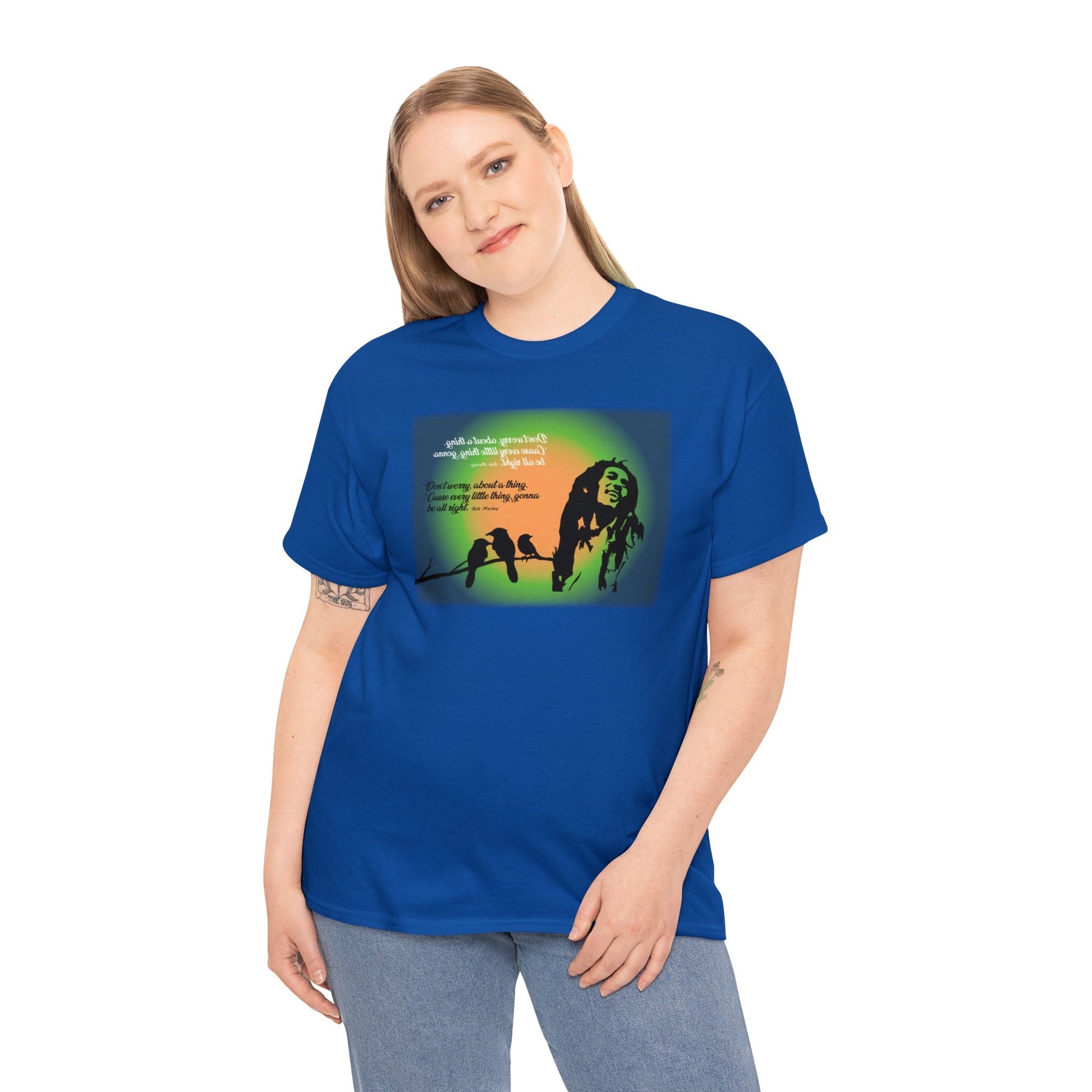 Inspirational T Shirt - Bob Marley Three Little Birds Shirt - Don't Worry About a Thing - WaterDragon Apparel
