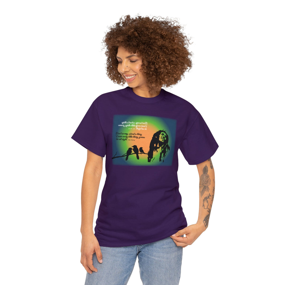 Inspirational T Shirt - Bob Marley Three Little Birds Shirt - Don't Worry About a Thing - WaterDragon Apparel