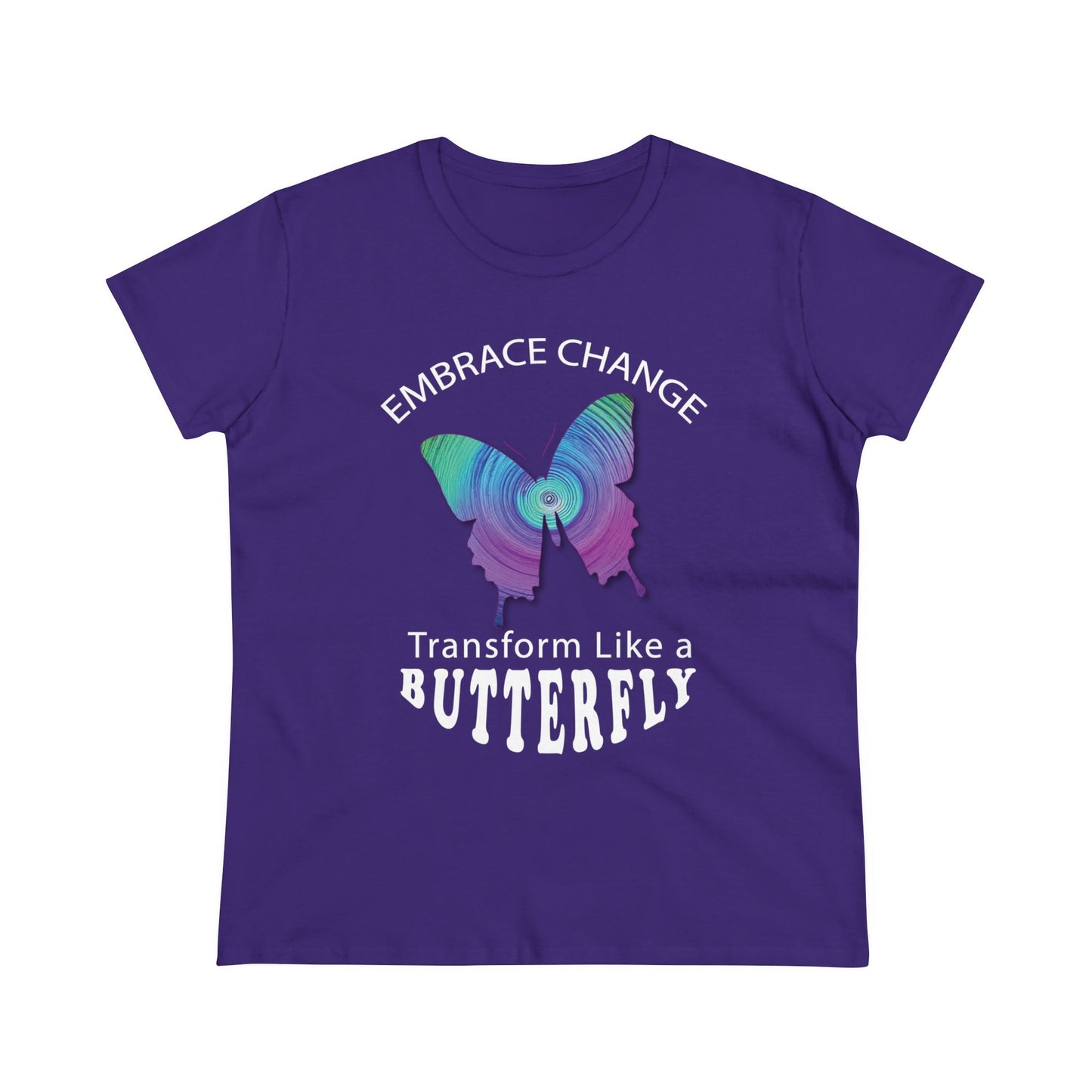 Women's Wellness T-shirt- Embrace Change - Transform Like a Butterfly - Women's Midweight Cotton Tee - WaterDragon Apparel