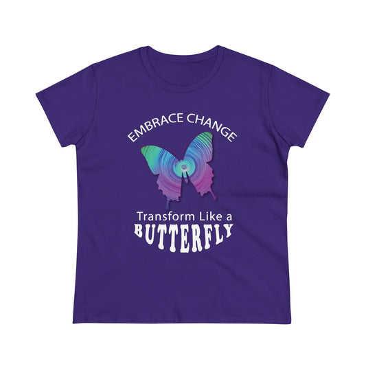 Women's Wellness T-shirt- Embrace Change - Transform Like a Butterfly - Women's Midweight Cotton Tee - WaterDragon Apparel
