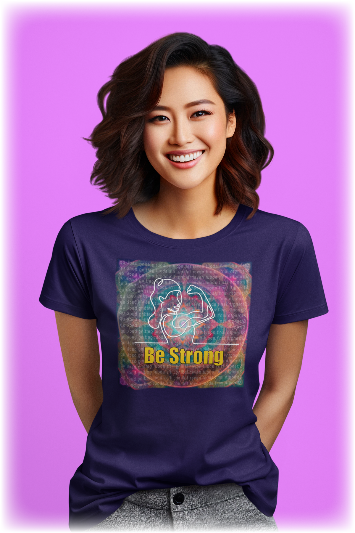 Self-Care Quotes T-shirt - Be Strong Women's  Mandala