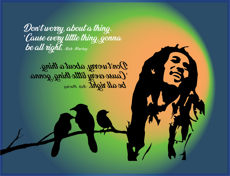 Inspirational T Shirt - Bob Marley Three Little Birds Shirt - Don't Worry About a Thing - WaterDragon Apparel