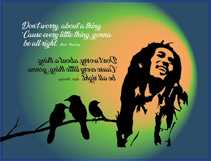 Inspirational T Shirt - Bob Marley Three Little Birds Shirt - Don't Worry About a Thing - WaterDragon Apparel