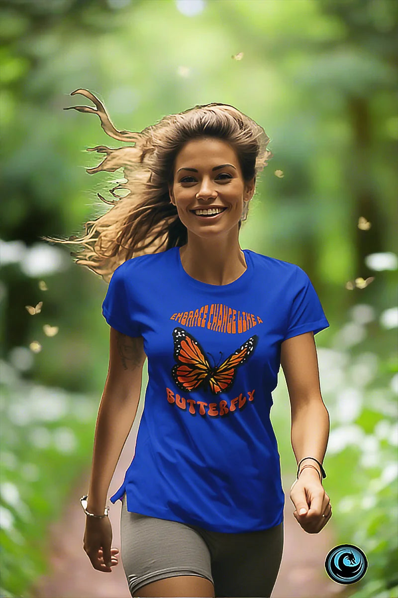 Women's Wellness T-shirts- Embrace Change, Transform Like a Butterfly