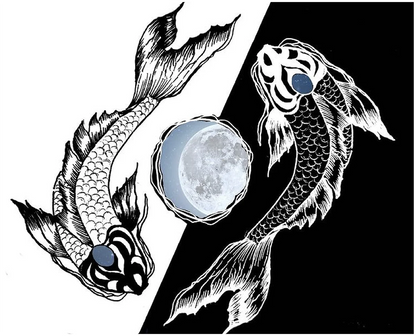 Hand Painted Koi Fish Shirts - Ying and Yang - WaterDragon Apparel