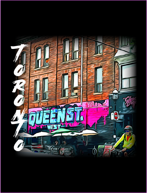 Urban-Themed Toronto Queen Street West T-Shirt - FREE SHIPPING!! - WaterDragon Apparel