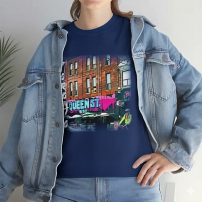 Urban-Themed Toronto Queen Street West T-Shirt - Unisex Crew Style - WaterDragon Apparel