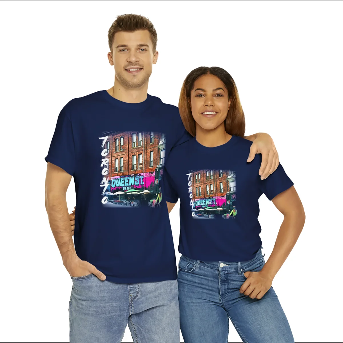 Urban-Themed Toronto Queen Street West T-Shirt - Unisex Crew Style - WaterDragon Apparel
